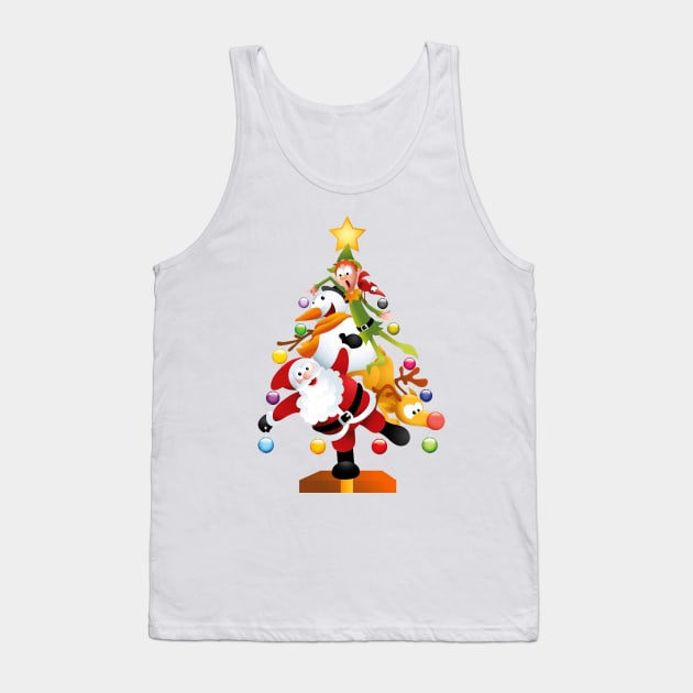 Santa and Friends Funny Transparent Christmas Tree Tank Top by dcohea